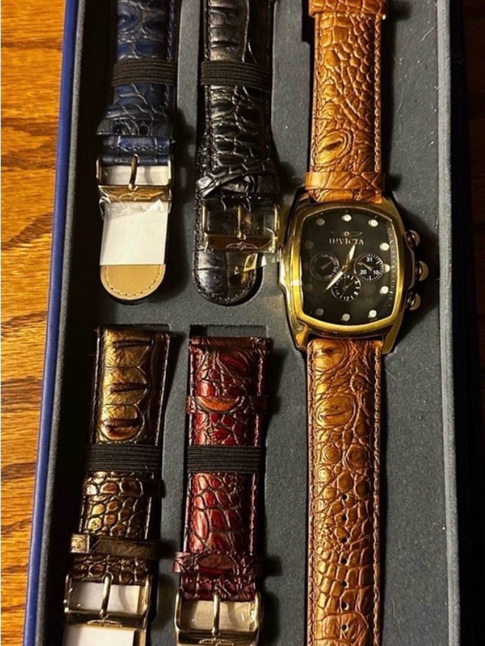 Invicta Men’s Brown Leather Strap Watch with Interchangeable Bands